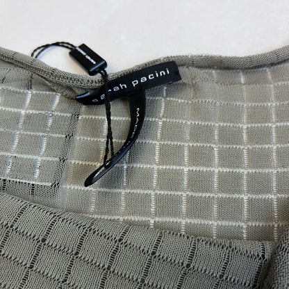 sarah pacini khaki linen patchwork style slouchy oversized knit