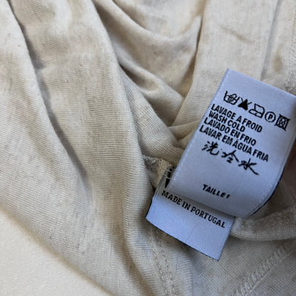 cop copine beige layered tunic ruched lace neckline blouse