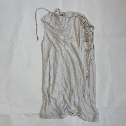 cop copine beige layered tunic ruched lace neckline blouse