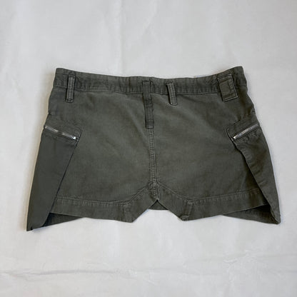 vintage diesel khaki oversized pocket zip utility mini skirt