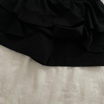 coquette preppy cynthia rowley black ruffle frill tiered skort