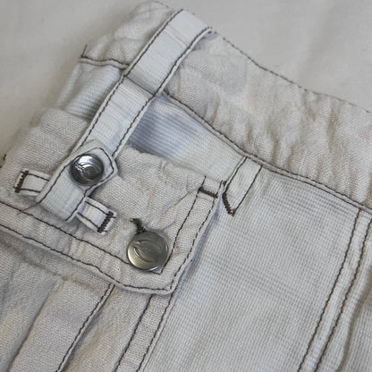 roberto cavalli white cargo denim pleated buckle knee length skirt