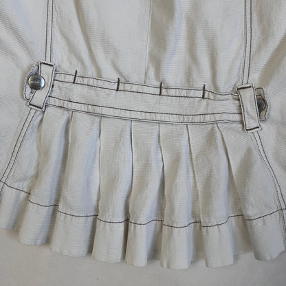 roberto cavalli white cargo denim pleated buckle knee length skirt