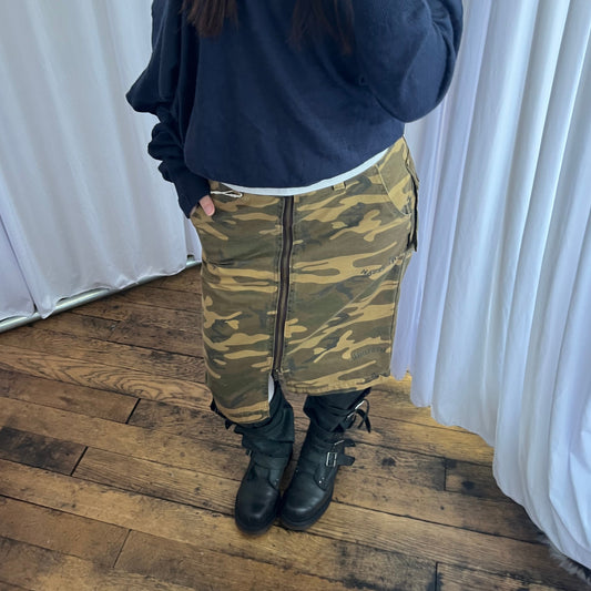 Hysteric Glamour Khaki Mustard Camo Midi Skirt