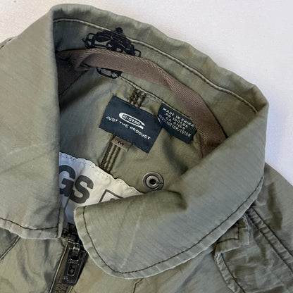 khaki g-star raw long sleeve utility style neck buckle jacket