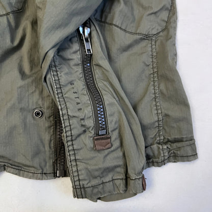 khaki g-star raw long sleeve utility style neck buckle jacket