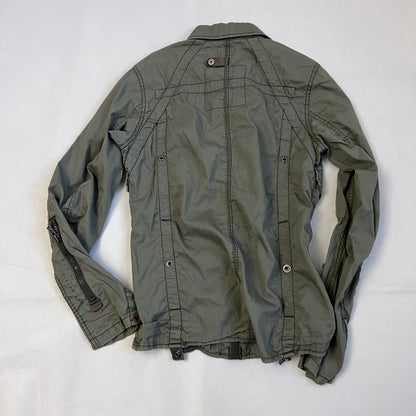 khaki g-star raw long sleeve utility style neck buckle jacket