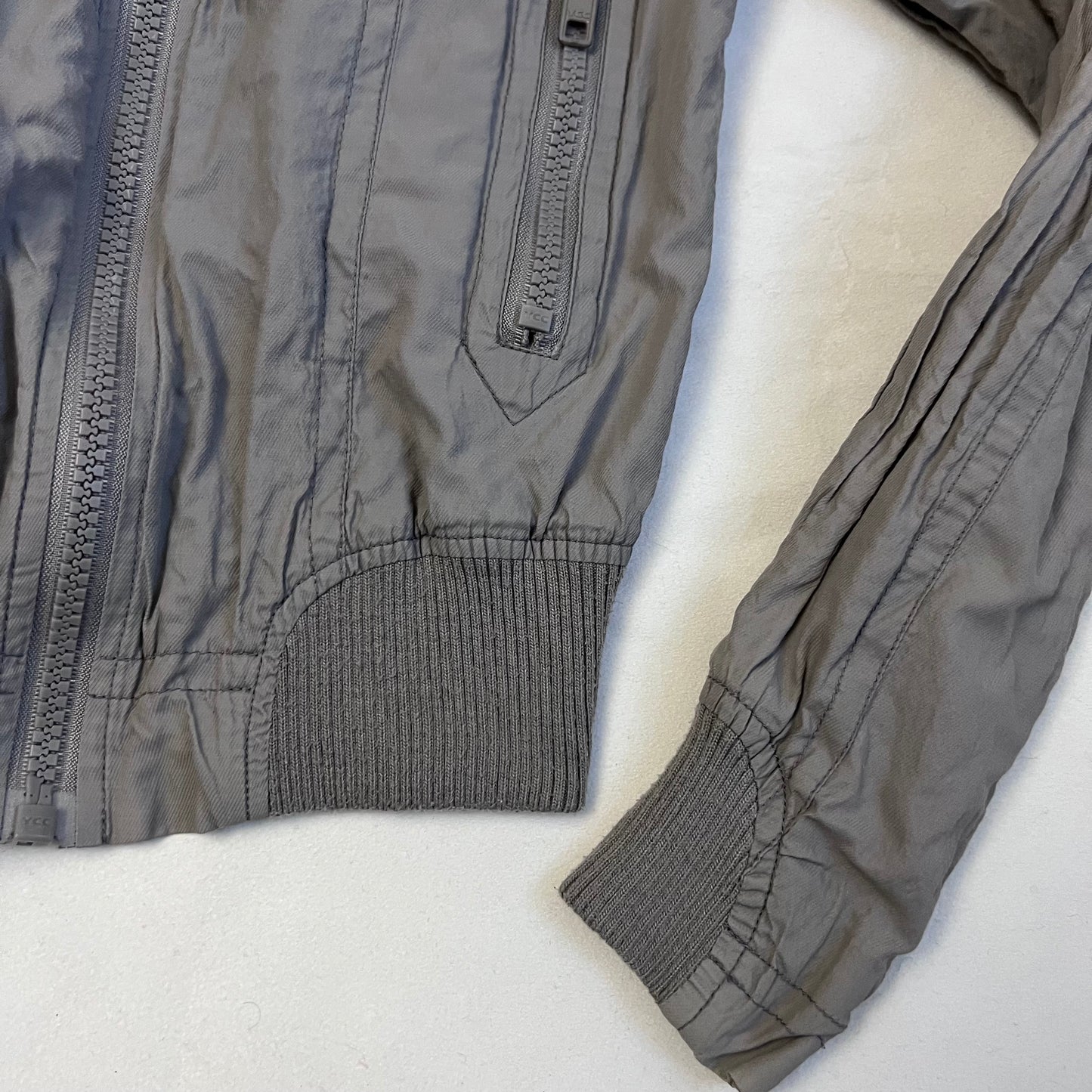 utility clockhouse greige high neck button long sleeve bomber blouson jacket