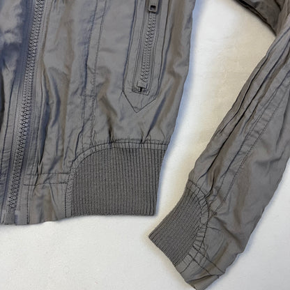 utility clockhouse greige high neck button long sleeve bomber blouson jacket