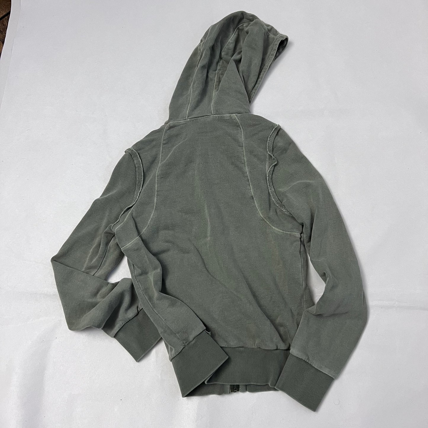 vintage diesel red tag khaki embroidery ornament text long sleeve zip hoodie jacket