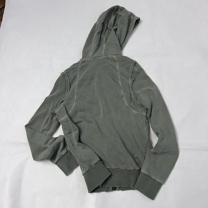 vintage diesel red tag khaki embroidery ornament text long sleeve zip hoodie jacket