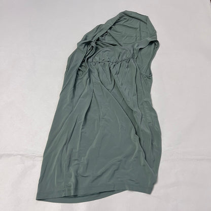 malloni sage green draped nylon ruched side sleeveless tunic vest