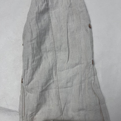 goa off white beige linen blend elastic waistband drawstring hem low rise harem trousers