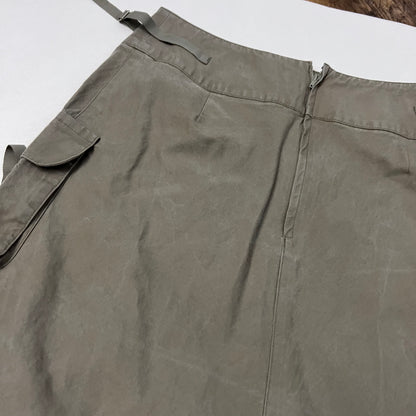 khaki beige cargo utility maxi flared skirt