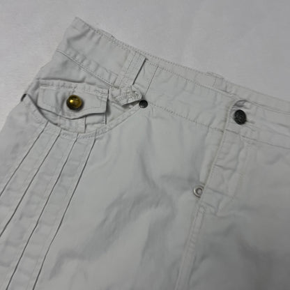 diesel stone white denim pleated knee length midi skirt