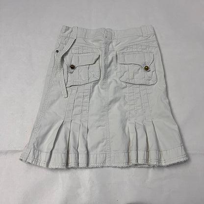 diesel stone white denim pleated knee length midi skirt