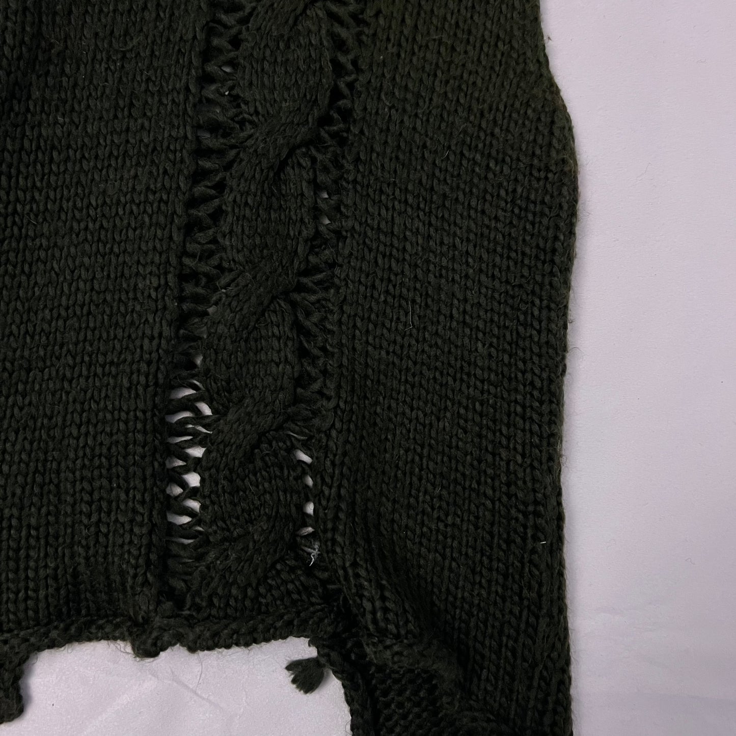 khaki anti flirt wool blend knit cut out high neck vest top