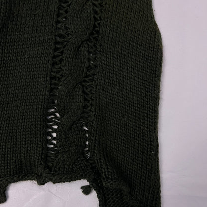 khaki anti flirt wool blend knit cut out high neck vest top