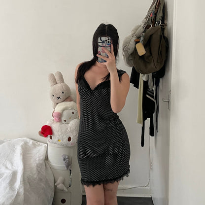 pinup morgan de toi polka dot bustier fitted midi dress