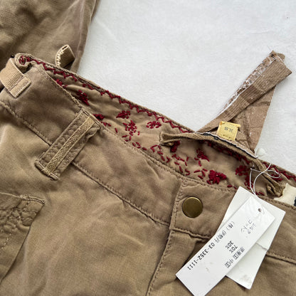 Vintage Da-Nang Silk Blend Tan Brown Drawstring Hem Cargo Trousers