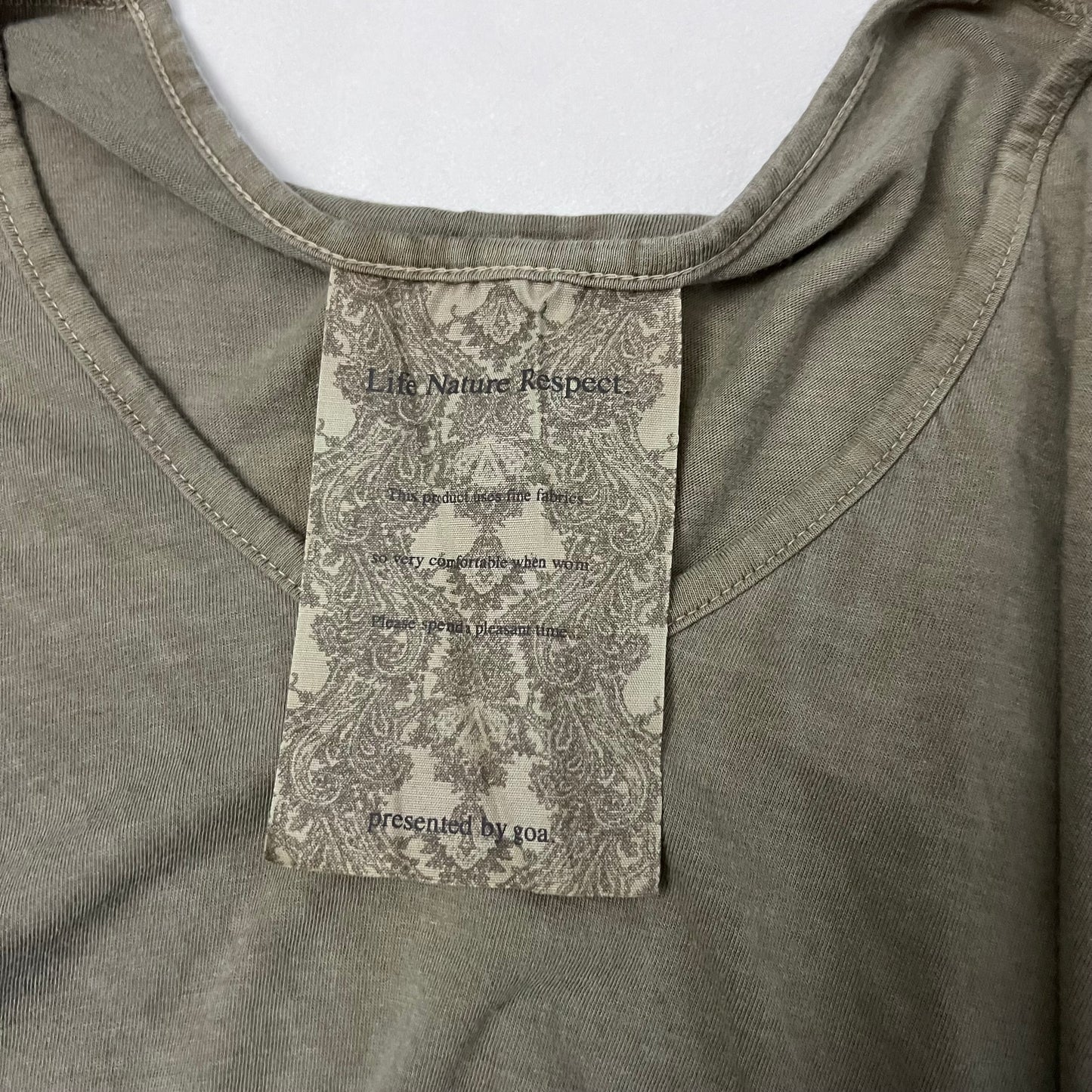 vintage goa taupe brown v neck fringe sleeve oversized shirt