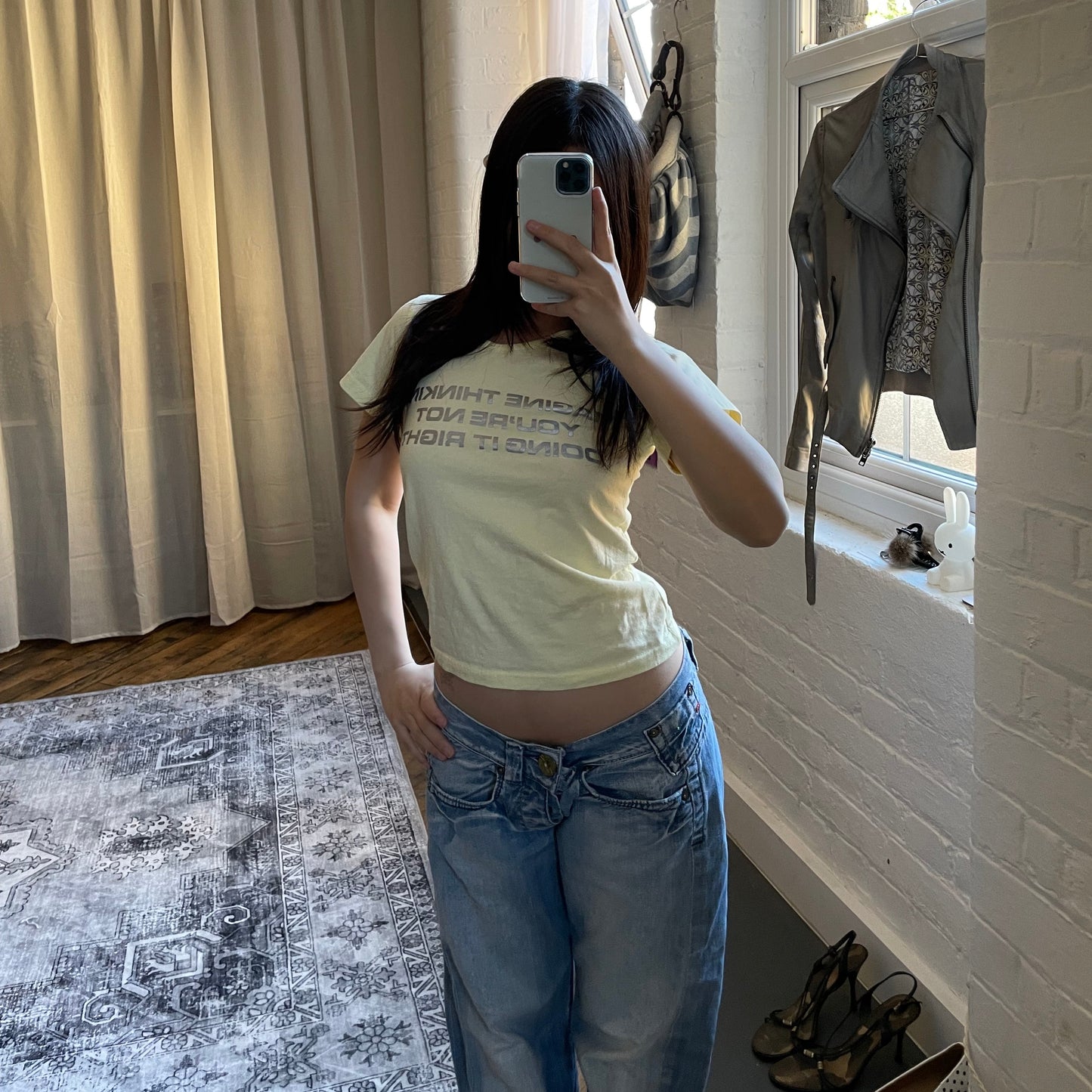 dtm butter yellow silver graphic t shirt