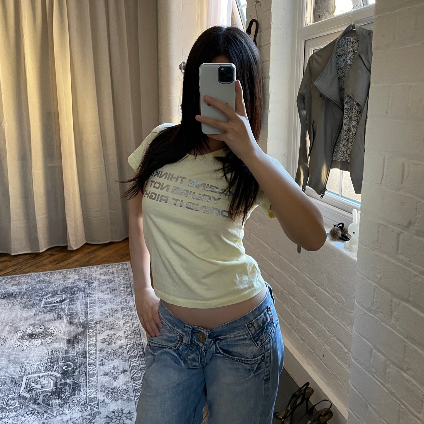 dtm butter yellow silver graphic t shirt