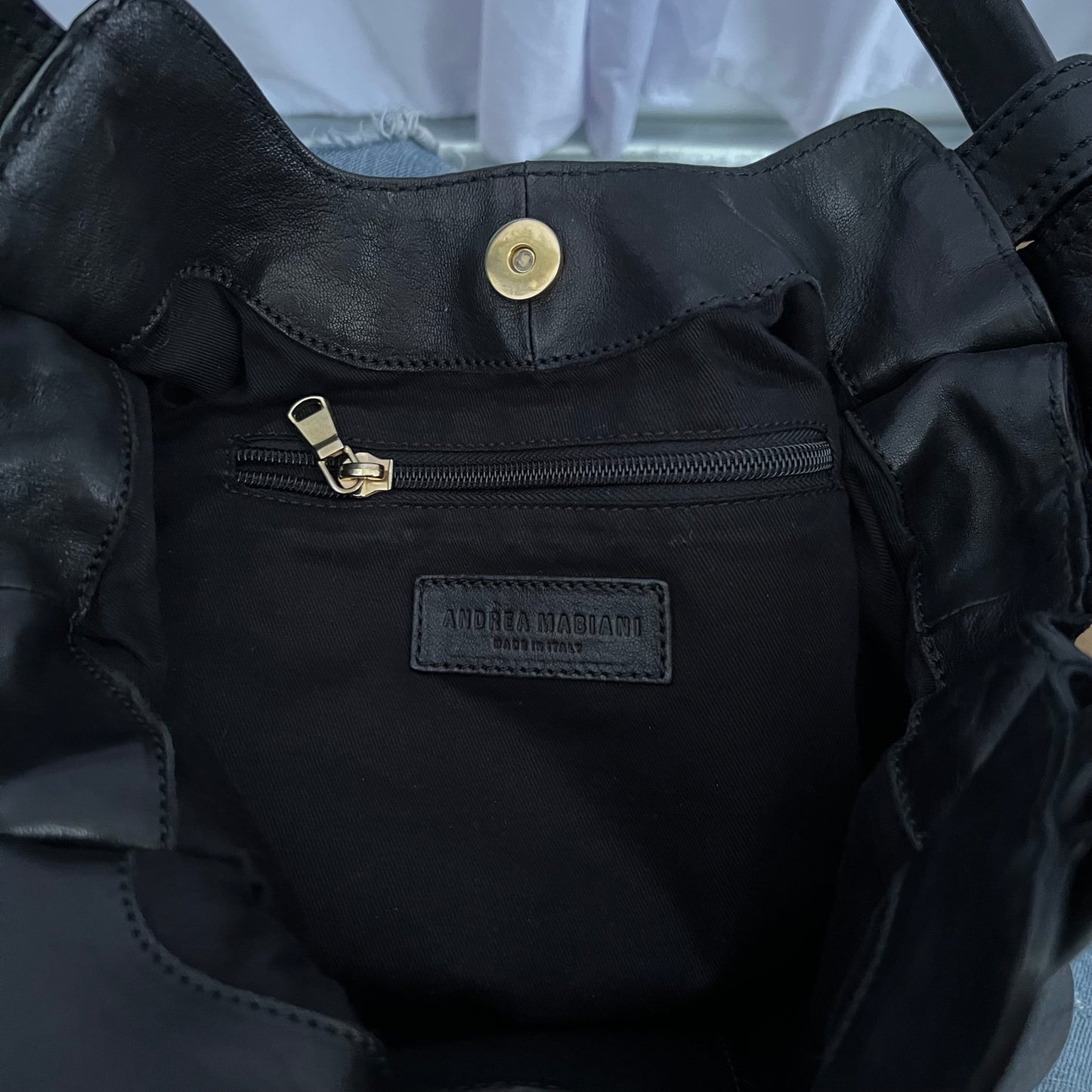 Andrea Mabiani Black Leather Slouchy Crescent Ribbon Bow Hobo Shoulder Bag