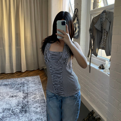 sportmax black white sporty ruched halterneck top