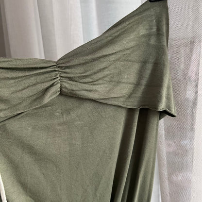 Khaki Reds Boho Eurosummer Ruched Drop Waist Charm Bandeau Tunic