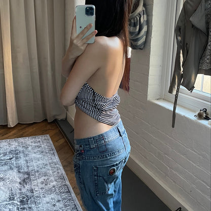 sportmax black white sporty ruched halterneck top