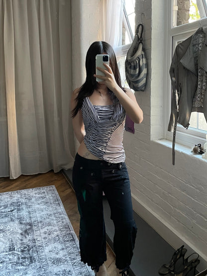 diesel red tag cargo utility black capri trousers