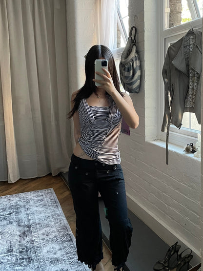 diesel red tag cargo utility black capri trousers