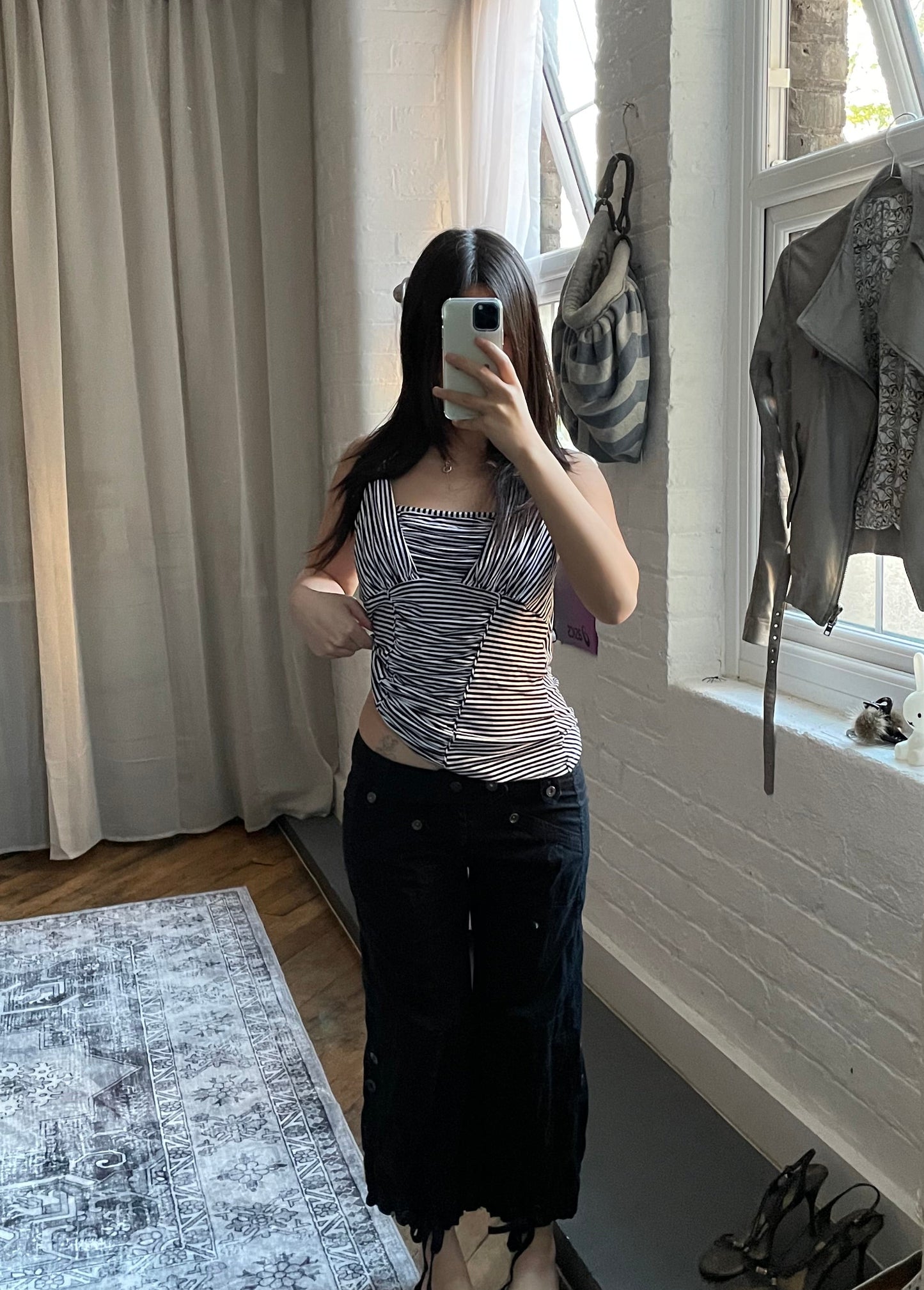 diesel red tag cargo utility black capri trousers