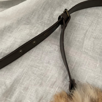 vintage gyaru gal leopard print rabbit fur x leather buckle crossbody bag
