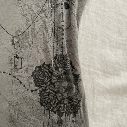 wme! grunge sleaze boho taupe grey rose chain graphic print vest top