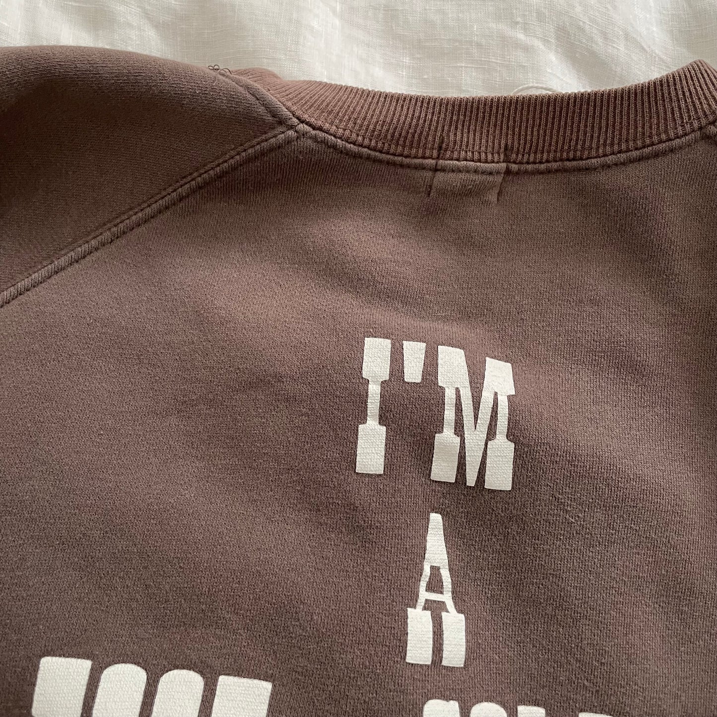a bathing ape bape brown white western graphic text' 'foot shoulder' long sleeve crew neck jumper