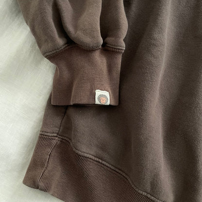a bathing ape bape brown white western graphic text' 'foot shoulder' long sleeve crew neck jumper