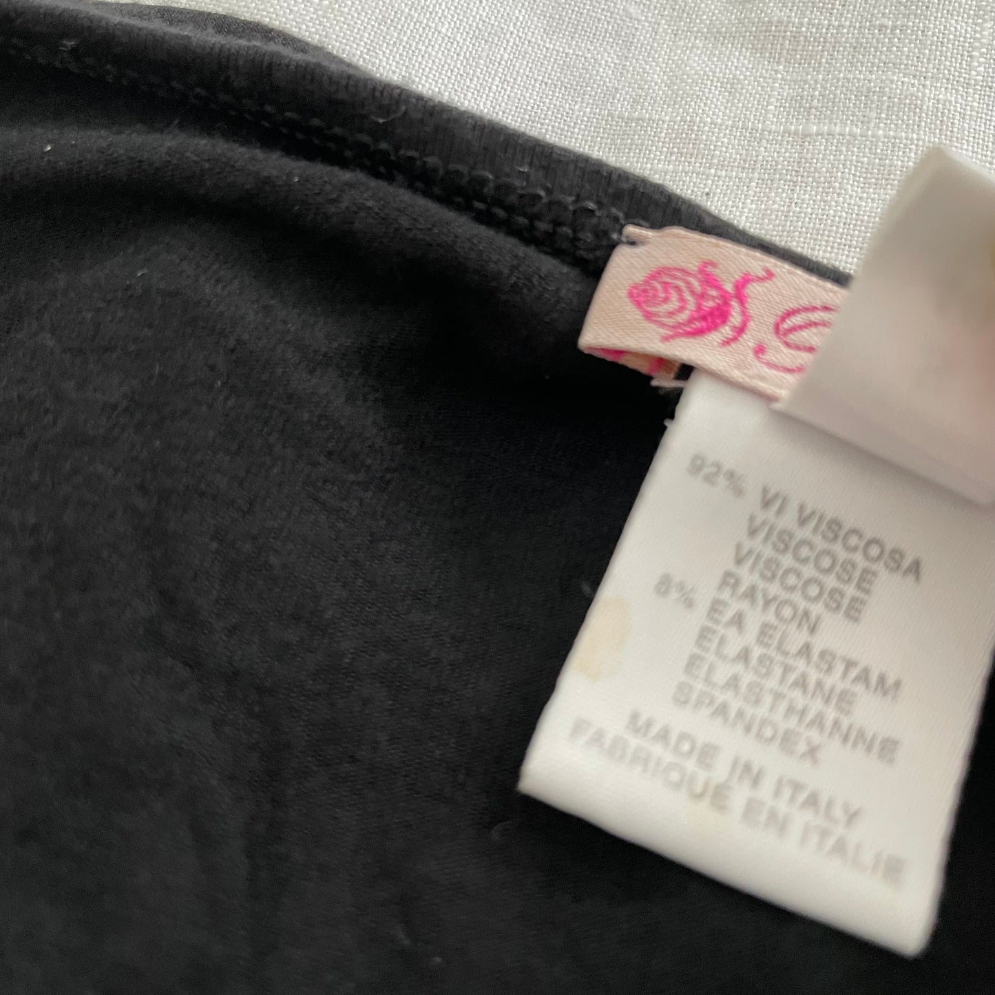 blumarine black wide neck hook and eye long sleeve graphic top
