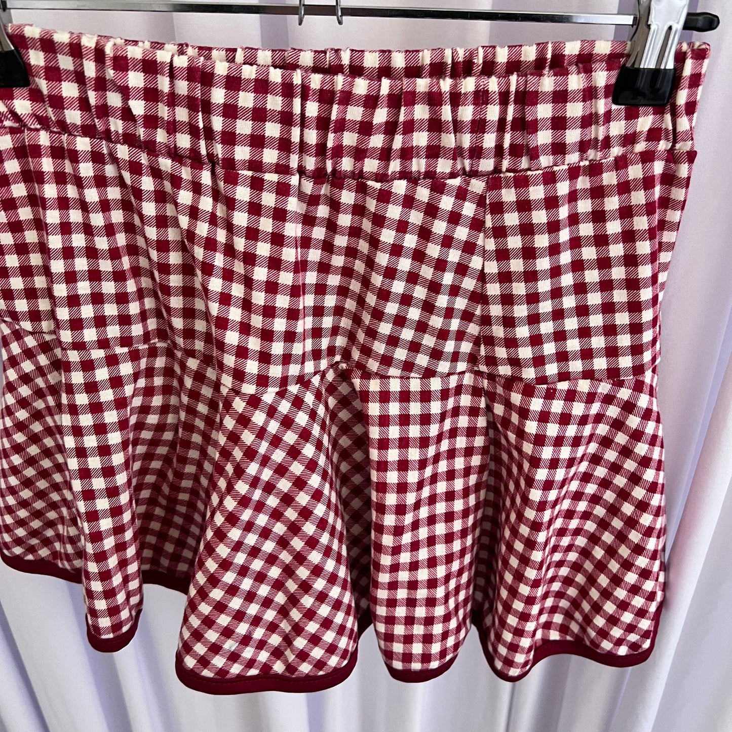 Coquette Red Gingham Print Flared Ruffle Mini Skirt