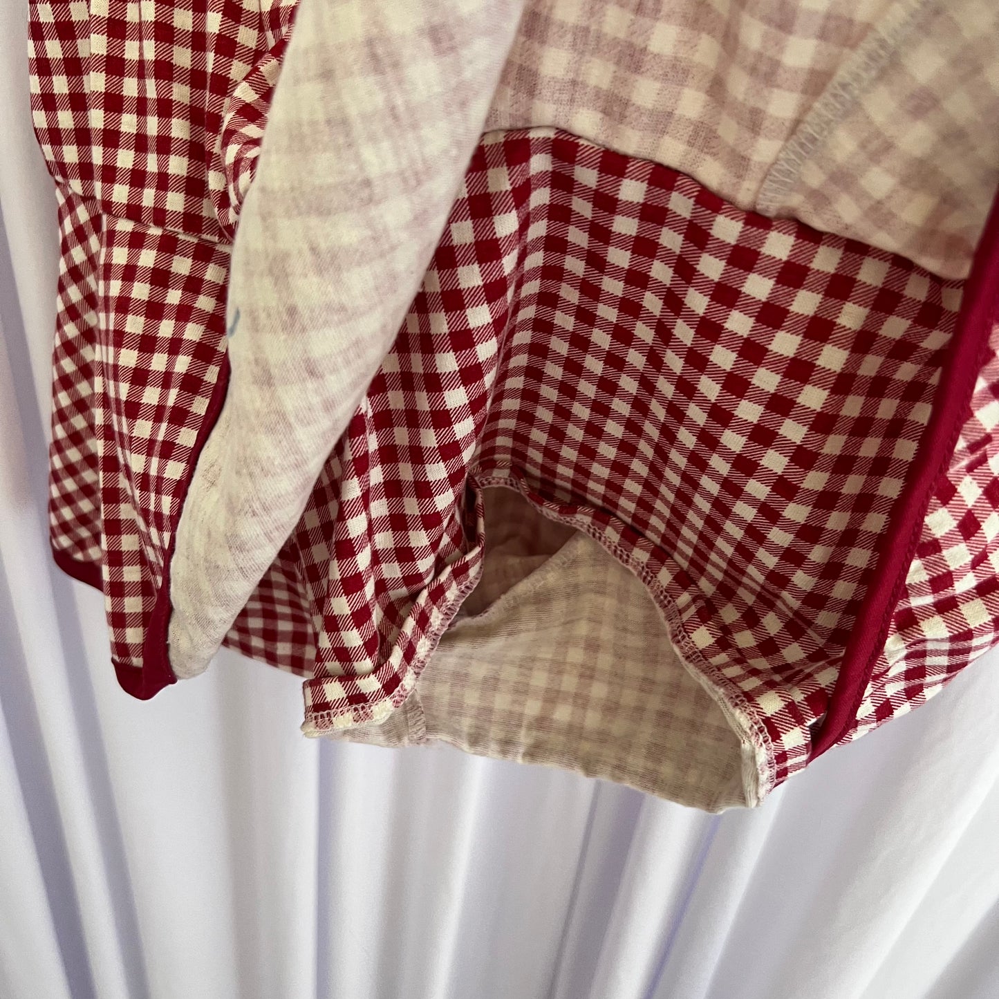 Coquette Red Gingham Print Flared Ruffle Mini Skirt
