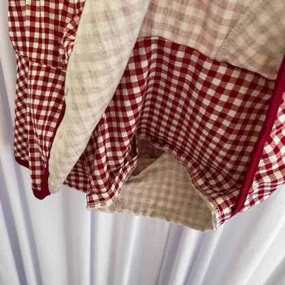 Coquette Red Gingham Print Flared Ruffle Mini Skirt