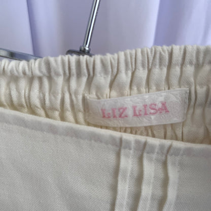 Cream Coquette Cottage Liz Lisa Floral Embroidery Ruffle Mini Skirt