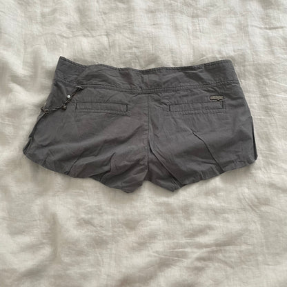 XDYE vintage puffy balloon sailor button grey blue striped mini shorts