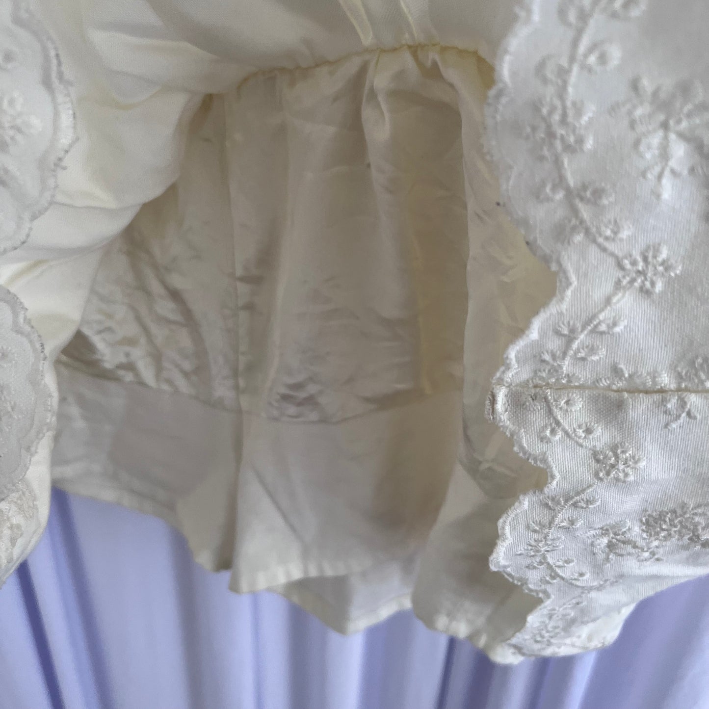 Cream Coquette Cottage Liz Lisa Floral Embroidery Ruffle Mini Skirt