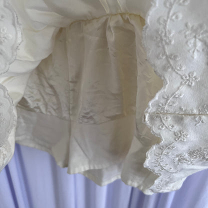 Cream Coquette Cottage Liz Lisa Floral Embroidery Ruffle Mini Skirt