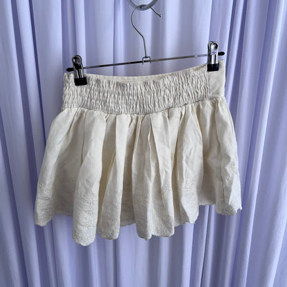 Cream Coquette Cottage Liz Lisa Floral Embroidery Ruffle Mini Skirt