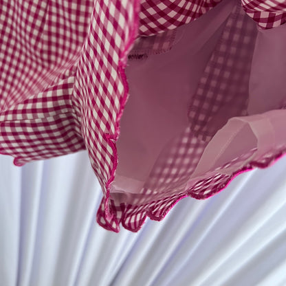 RF Coquette Cottage Fuschia Pink White Bow Gingham Scallop Lace High Waisted Shorts