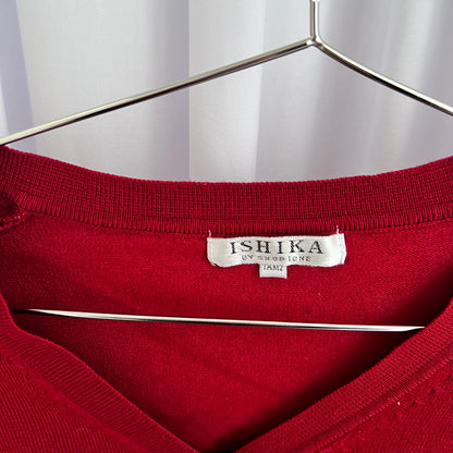 Dark Red Vintage Ishika Long Sleeve Crop Cardigan