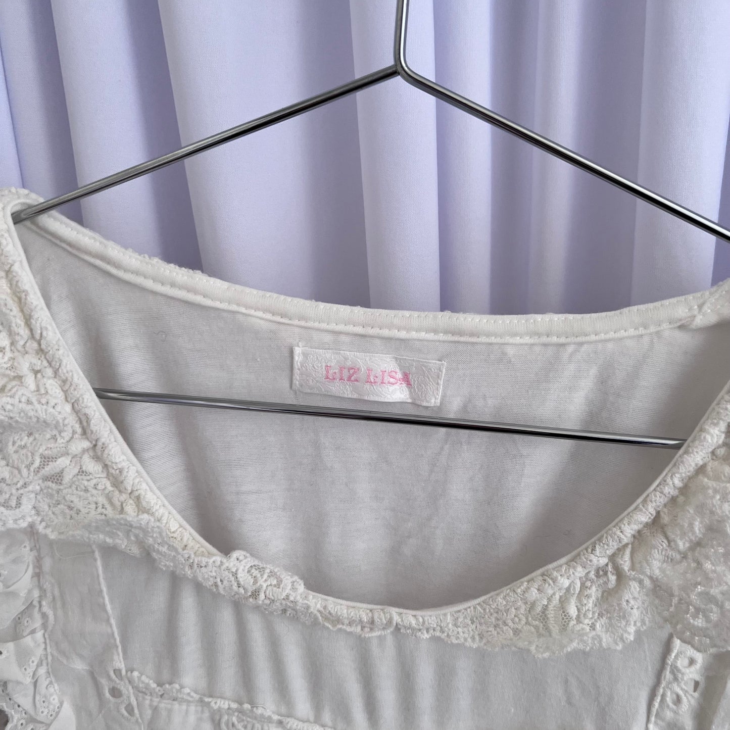 Liz Lisa Coquette Cottage White Puff Sleeve Broderie Anglaise Cinched Waist Babydoll Ruffle Blouson
